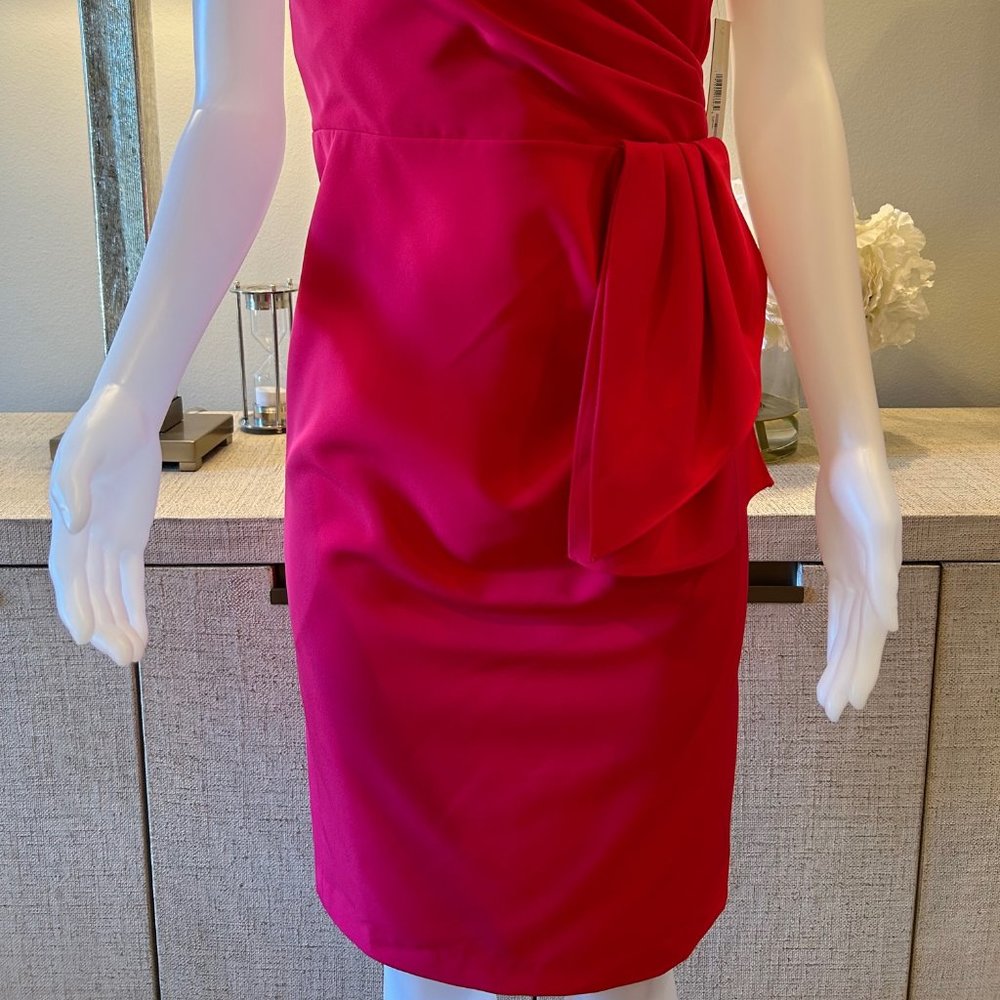 Eliza J Cap Sleeve Drape Crepe Sheath Dress - Picture 2 of 8